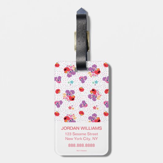 Abby und Elmo 2 Niedliches Muster Gepäckanhänger (Rückseite vertikal)