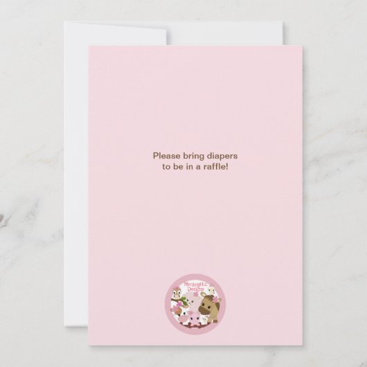 Abbys Vieh-Mädchen-Babyparty MÄDCHEN-ROSA Einladung (Rückseite)