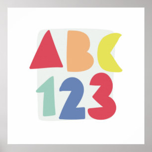 ABC 123 bunte Kinderkunst Poster