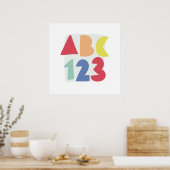 ABC 123 bunte Kinderkunst Poster (Küche)