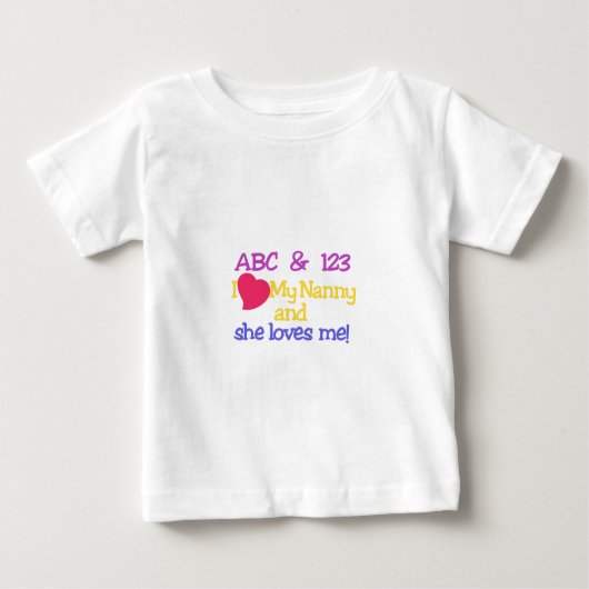 ABC & 123 I My Nanny & She Liebe Me! Baby T-shirt (Vorderseite)