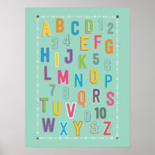ABC 123 Klasse Bildungsdekoration - Blau Poster