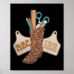 Abc 123 Western Lehrer Leben Cowboy Cowgirl Unterr Poster