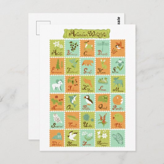 ABC Alaskan Wildlife Postkarte (Vorne/Hinten)