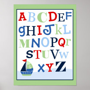 ABC Alphabet Art Print Little Skipper Sailboat Poster
