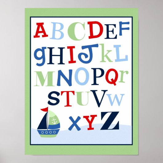 ABC Alphabet Art Print Little Skipper Sailboat Poster (Vorne)