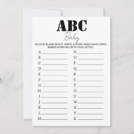 ABC Alphabet Baby Showgame - B/W Einladung