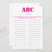 ABC Alphabet Baby Showgame - Pink Einladung (Vorne/Hinten)