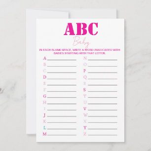 ABC Alphabet Baby Showgame - Pink Einladung