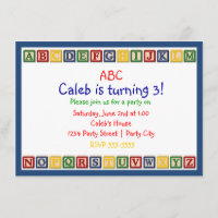 ABC Alphabet-Blöcke zur 1. Babyparty-Einladung
