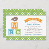 ABC Alphabet blockiert grünes Baby-Dusche Einladung (Vorne/Hinten)