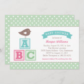 ABC Alphabet blockiert Mint Green Baby Dusche Einladung (Vorne/Hinten)
