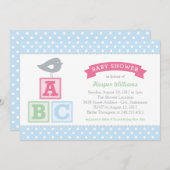 ABC Alphabet blockiert Pink und Blue Baby Dusche Einladung (Vorne/Hinten)