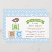 ABC Alphabet Blocks Blue Baby Boy Dusche Einladung (Vorne/Hinten)