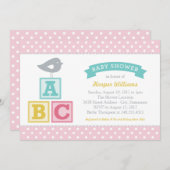 ABC Alphabet Blocks Pink Baby Girl Dusche Einladung (Vorne/Hinten)