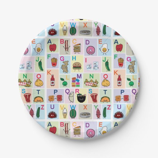 ABC-Alphabet, das glückliche Nahrungsmittel der Pappteller (Vorderseite)