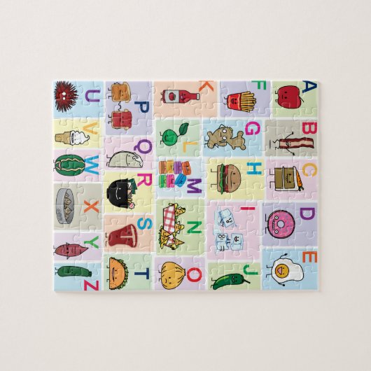 ABC-Alphabet, das glückliche Nahrungsmittel der Puzzle (Horizontal)