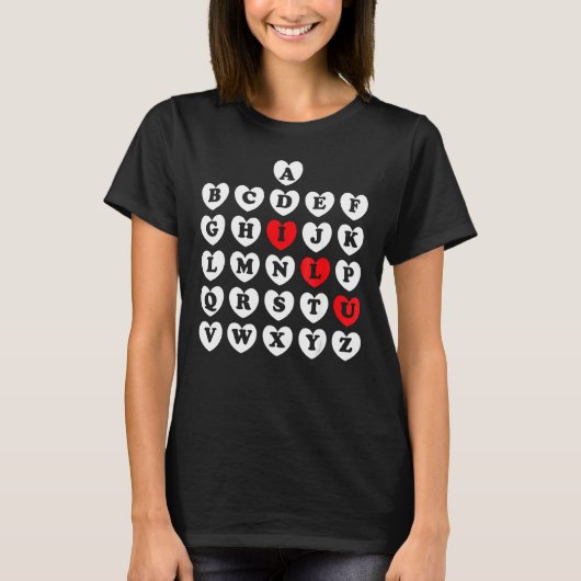 Abc Alphabet Englischlehrerin Valentine S Day Abc T-Shirt (Vorderseite)