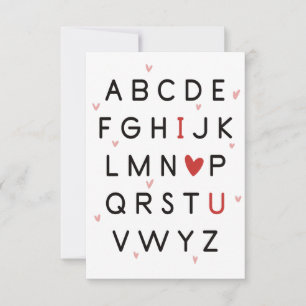 ABC Alphabet I Liebe You Card Dankeskarte