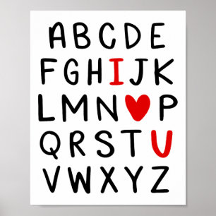 Abc Alphabet I Liebe You English Teacher Valentine Poster