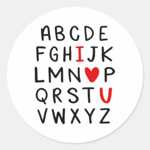 Abc Alphabet I Liebe You English Teacher Valentine Runder Aufkleber
