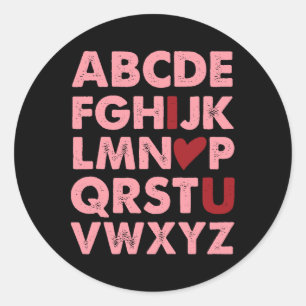 Abc Alphabet I Liebe You English Teacher Valentine Runder Aufkleber