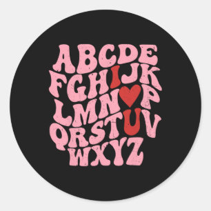 Abc Alphabet I Liebe You English Teacher Valentine Runder Aufkleber