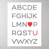 ABC Alphabet I Liebe You Kinderzimmer Decor Poster (Vorne)