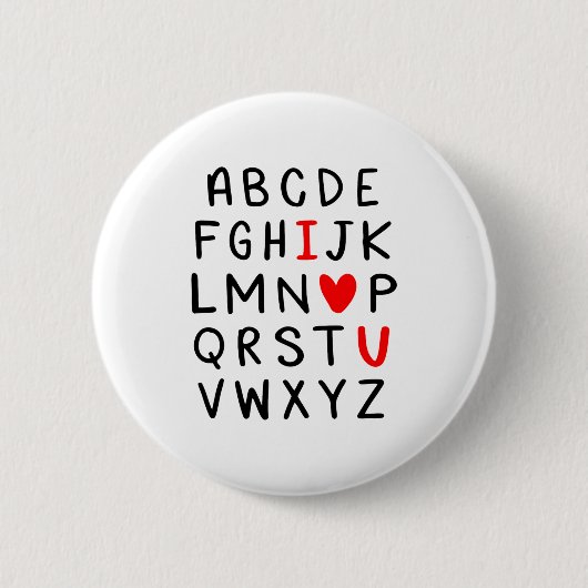 Abc Alphabet I Love You Englieacher Valentines Button (Vorderseite)