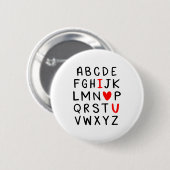 Abc Alphabet I Love You Englieacher Valentines Button (Vorne & Hinten)