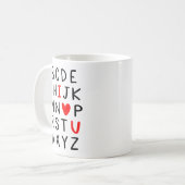 Abc Alphabet I Love You Englieacher Valentines Kaffeetasse (Vorderseite Links)
