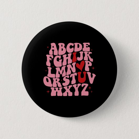 Abc Alphabet Ich liebe dich Englischlehrer Valenti Button (Vorderseite)