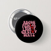 Abc Alphabet Ich liebe dich Englischlehrer Valenti Button (Vorne & Hinten)