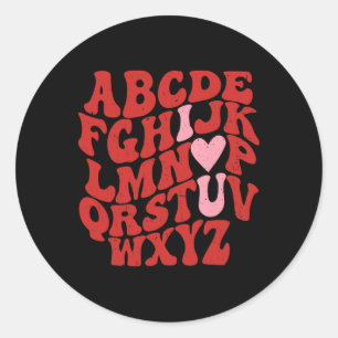 Abc Alphabet Ich liebe dich Englischlehrer Valenti Runder Aufkleber