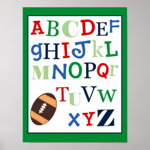 ABC Alphabet Kunst Druck Fußball Sport Thema Poster