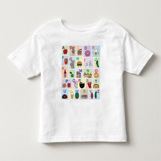 ABC Alphabet lernt Briefe mit glücklichen Lebensmi Kleinkind T-shirt (Vorderseite)
