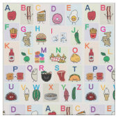 ABC Alphabet lernt Briefe mit glücklichen Lebensmi Stoff (Nahaufnahme)