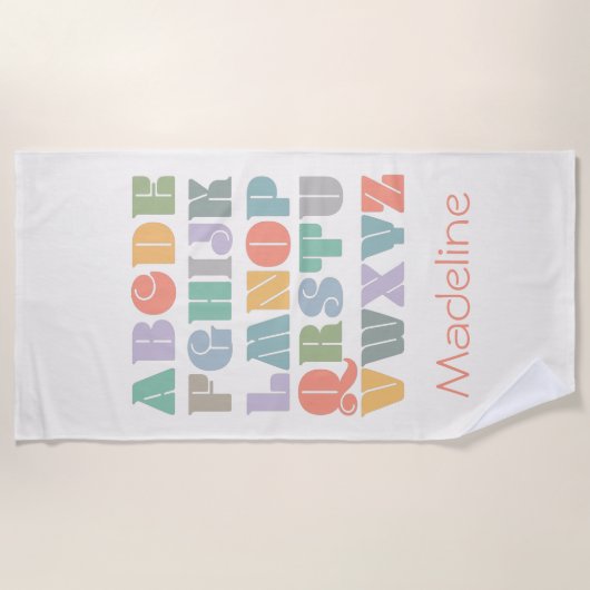ABC Alphabet Name Personalisiert Beach Handtuch (Vorderseite)
