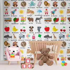 ABC Alphabet Neutral Kids Kinderzimmer Dekoration Tapete