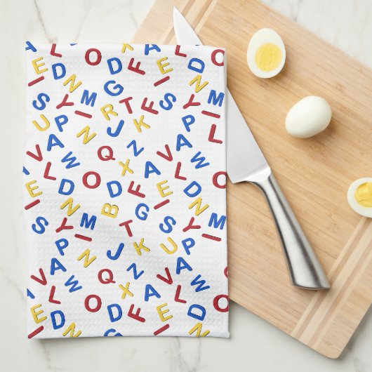 ABC Alphabet Red Yellow Blue Geschirrtuch (Viertel Falte)