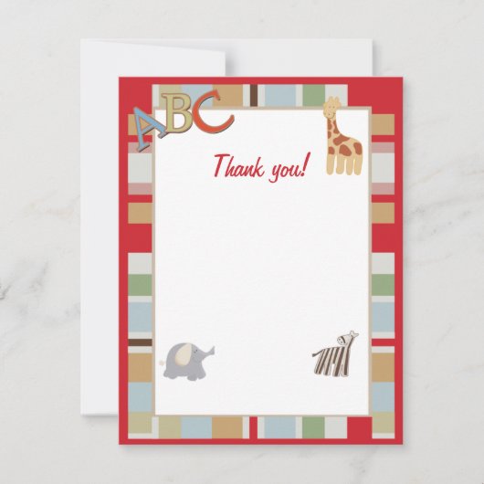 ABC Alphabet Soup Dschungel Danke für Ihre Anmerku Mitteilungskarte (Vorderseite)
