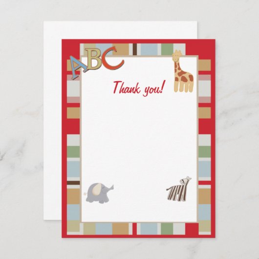 ABC Alphabet Soup Dschungel Danke für Ihre Anmerku Mitteilungskarte (Vorne/Hinten)