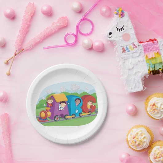 ABC Alphabet Zug mit Kindern Spaß Bildung Pappteller (Party)