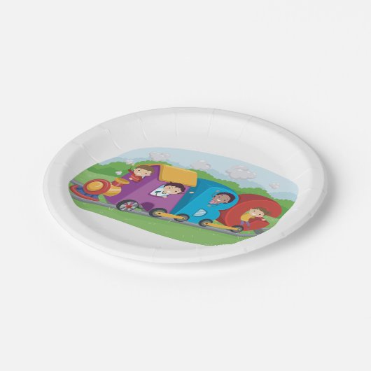 ABC Alphabet Zug mit Kindern Spaß Bildung Pappteller (Schrägansicht)