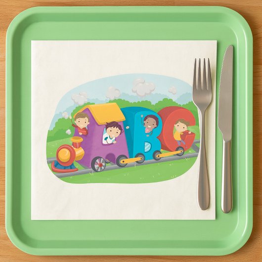 ABC Alphabet Zug mit Kindern Spaß Bildung Serviette