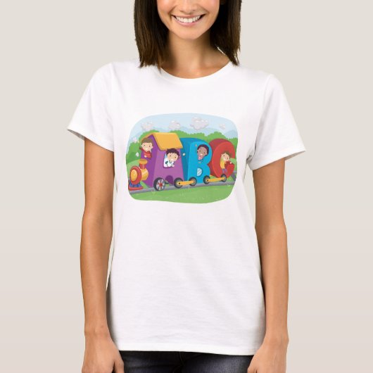 ABC Alphabet Zug mit Kindern Spaß Bildung T-Shirt (Vorderseite)