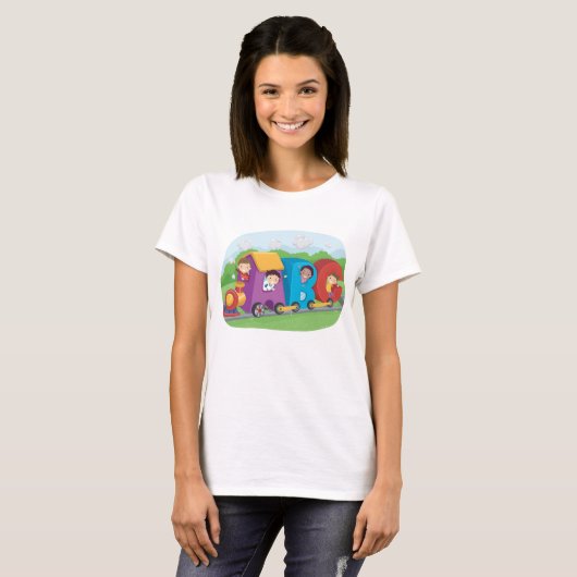 ABC Alphabet Zug mit Kindern Spaß Bildung T-Shirt (Vorne ganz)