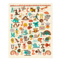 ABC Animal Alphabet Boy Kinderzimmer Print