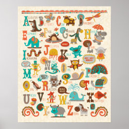 ABC Animal Alphabet Boy Kinderzimmer Print Poster