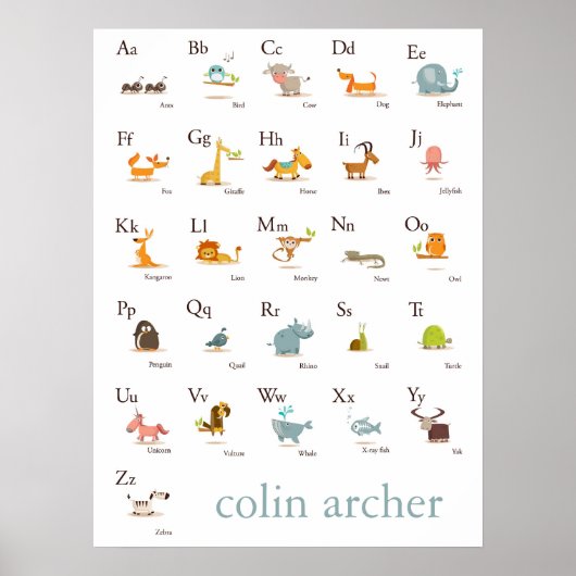 ABC Animal Kinderzimmer Print Poster (Vorne)